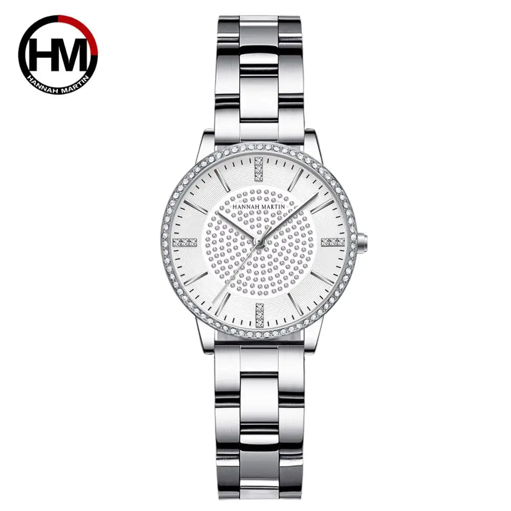 Hot Sale Full Solid Stainless Steel Strap Japan Movement Rose Gold Diamonds Women Rhinestones Wristwatches Female Quartz Watch