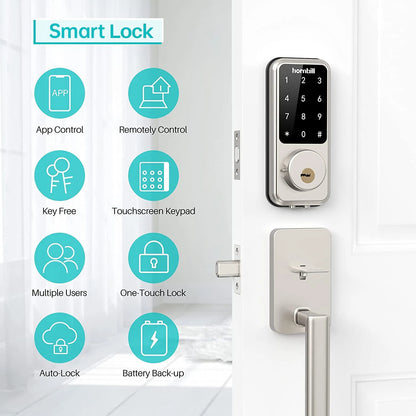 Hornbill Smart Front Door Lock Deadbolt Keyless Entry Locks Electronic Digital Keypad Bluetooth Security For Home Office Airbnb