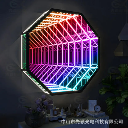 Personalized led Infinity illusion Mirror Indoor LED Sign Board Customized Acrylic Reflection 3D Neon Infinite Mirror