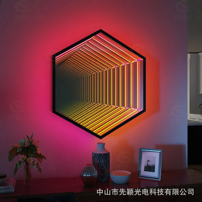 Personalized led Infinity illusion Mirror Indoor LED Sign Board Customized Acrylic Reflection 3D Neon Infinite Mirror