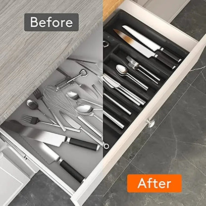 Kitchen Plastic Drawer Organize Holder Expandable drawer organizers Fork Spoon Divider kitchen drawer Cutlery Organizer