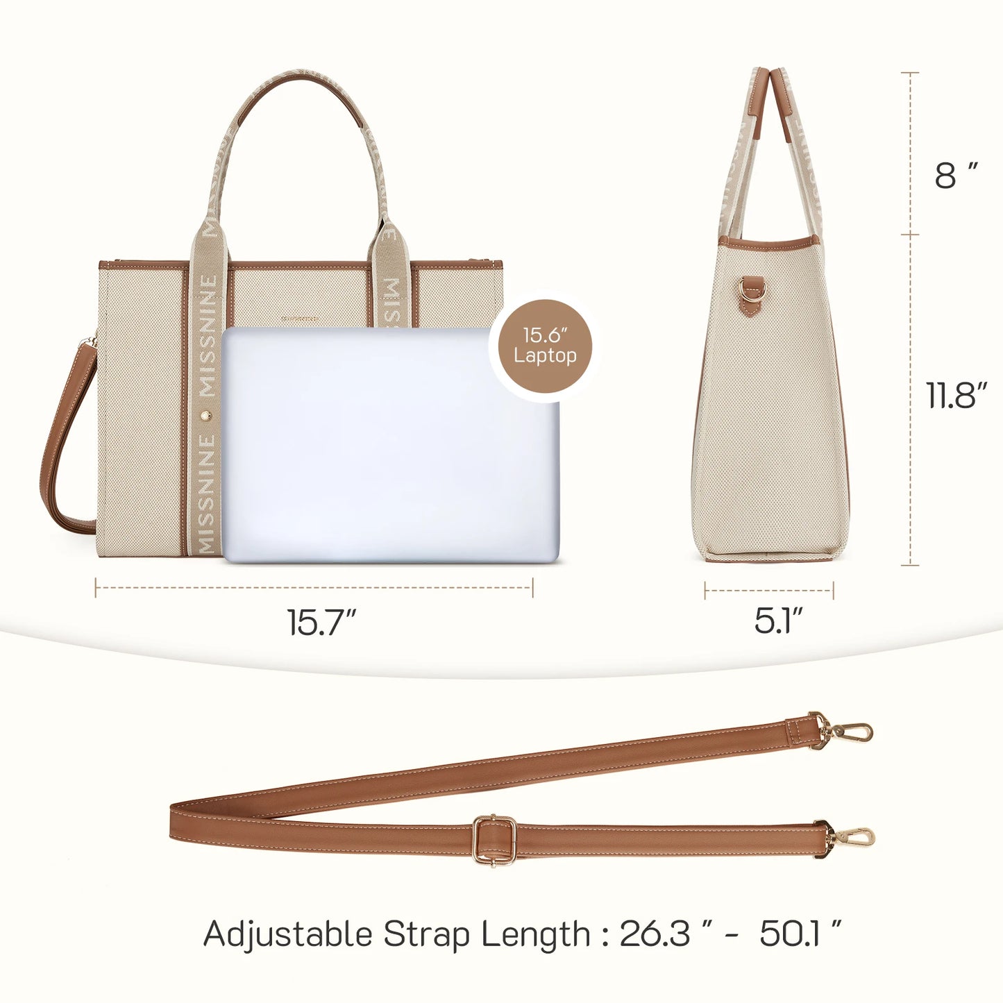 Missnine Canvas Laptop Tote Bag