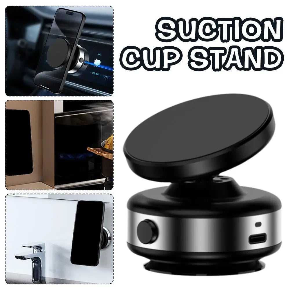 Mini Phone Mount Stand Magnetic Vacuum Adsorption Bracket 360 Rotatable GPS Stand Mount Support for iPhone 15 14 13 Huawei