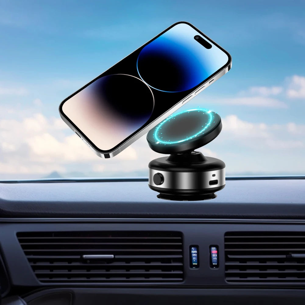 Mini Phone Mount Stand Magnetic Vacuum Adsorption Bracket 360 Rotatable GPS Stand Mount Support for iPhone 15 14 13 Huawei