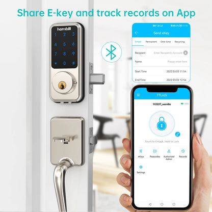 Hornbill Smart Front Door Lock Deadbolt Keyless Entry Locks Electronic Digital Keypad Bluetooth Security For Home Office Airbnb